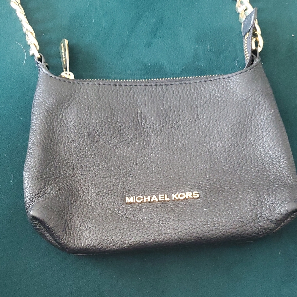 Michael Kors Black Crossbody Bag with Gold Accents